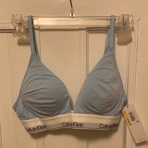 NWT Calvin Klein Modern Cotton Lightly Lined Triangle Bra QF5650 Sky Size Medium